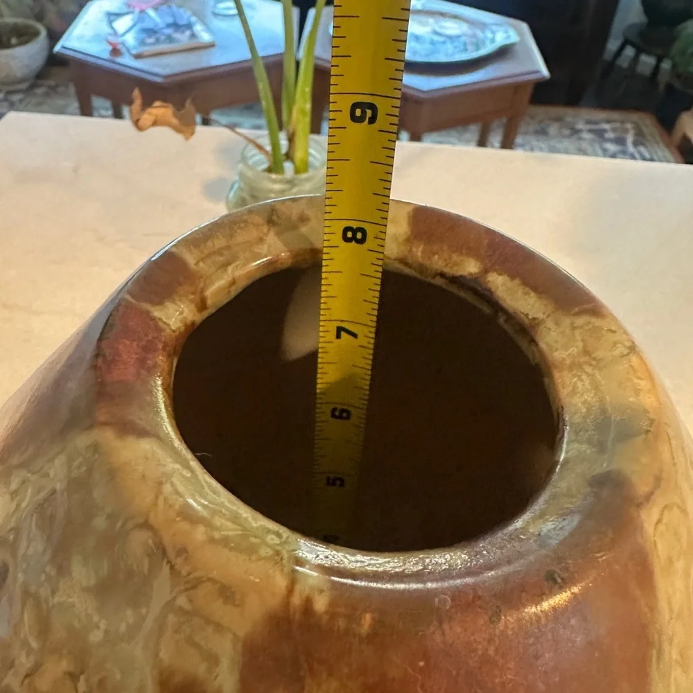 Handcrafted Ceramic Vase - Red and Brown MCM